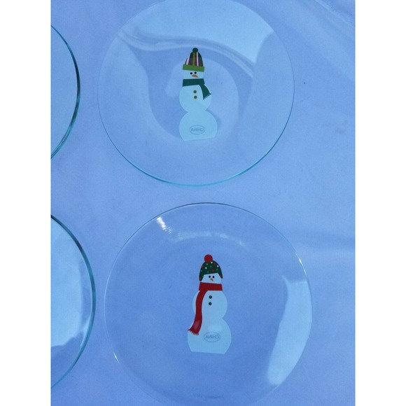 Pampered Chef Snowman Appetizer Round Dessert Plates 6 inch Diameter Set Of 4 - Picture 5 of 9